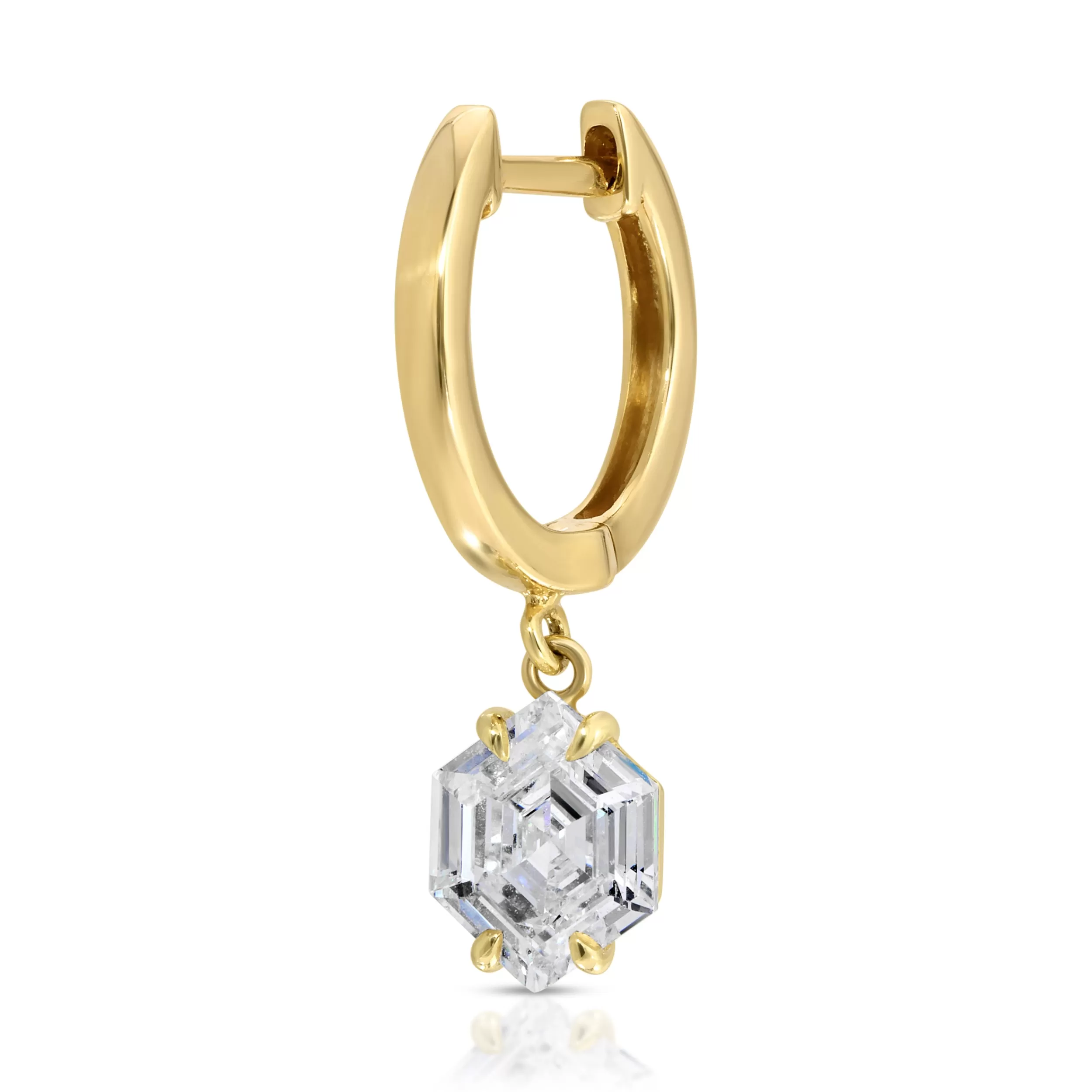 Anita Ko Huggies^HUGGIE WITH STEP CUT HEXAGON DIAMOND DROP .63